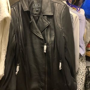 black leather jacket